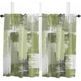 thumbnail image 1 of Oil Painting Sage Green Kitchen Curtains 63 Inch Length Curtains Drapes, Modern Geometric Black White Abstract Art Rod Pocket Window Curtains for Living Room/Bedroom, 52" x 63", 2 Panels, 1 of 5