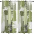thumbnail image 1 of Oil Painting Sage Green Kitchen Curtains 84 Inch Length Curtains Drapes, Modern Geometric Black White Abstract Art Rod Pocket Window Curtains for Living Room/Bedroom, 52" x 84", 2 Panels, 1 of 5