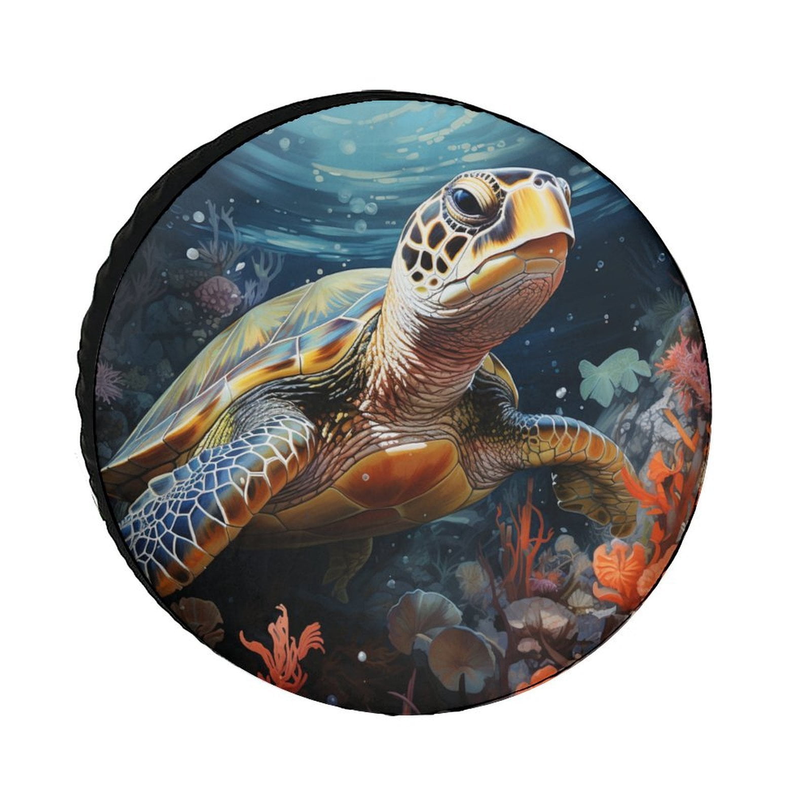 Uipicker Wheel Shell Oil Painting of A Sea Turtle with Coral And Sea Shells Spare Tire Cover ...