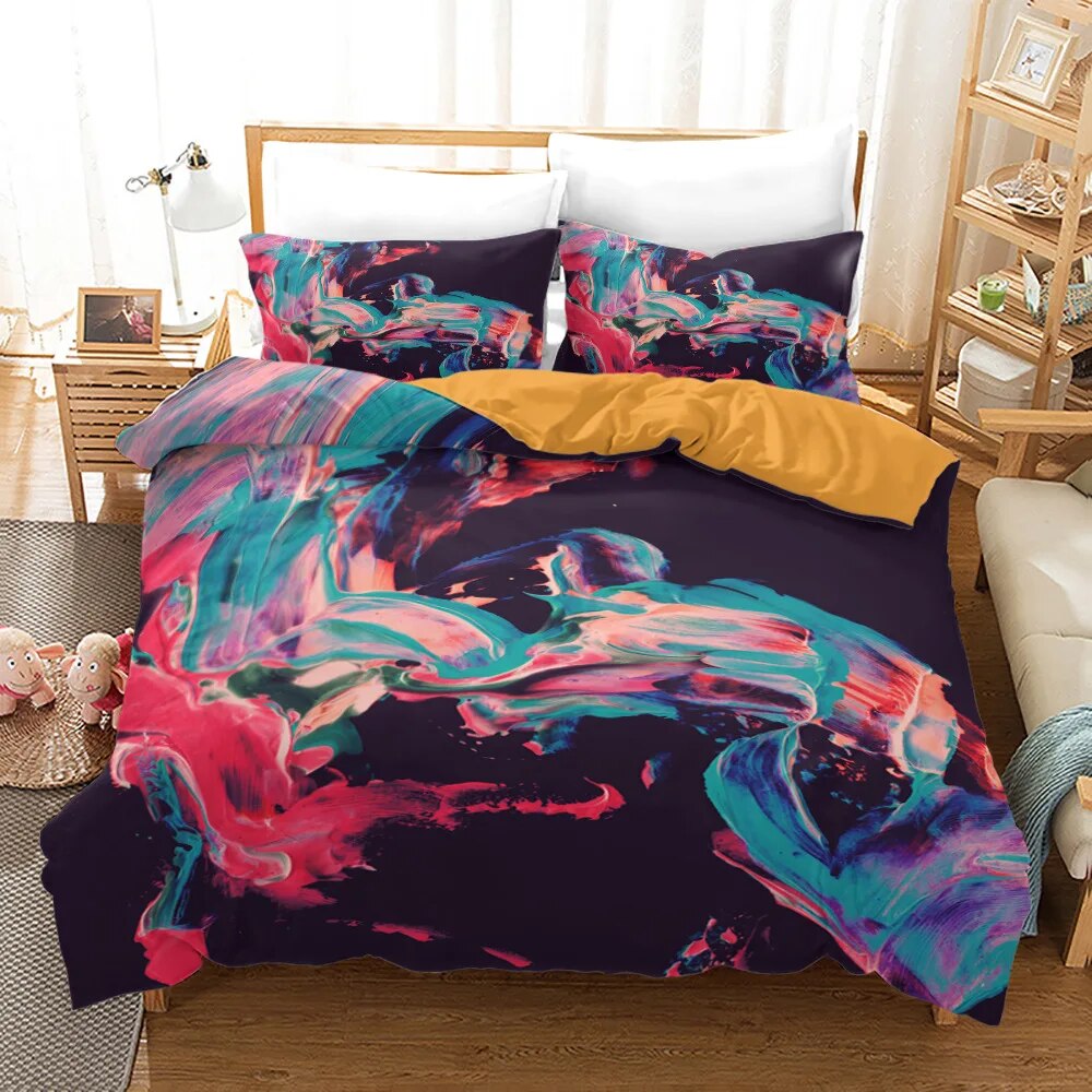 Oil Painting Style Duvet Cover King/ Size Modern Trendy Abstract Orange