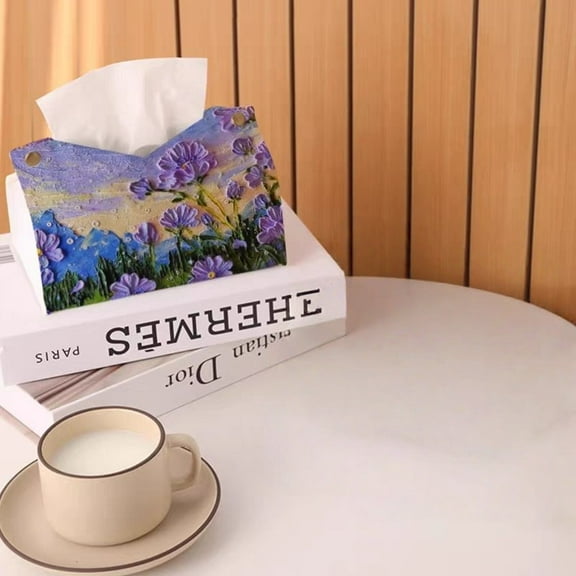 Oil Painting Style Large Modern Fashionable Atmosphere Tissue and Miscellaneous Items Multi-Functional Storage PU Leather High-End