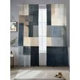 thumbnail image 1 of Oil Painting Style Sheer Curtains 108 Inches Long 2 Panels Abstract Brown Blue Color Block Light Filtering Semi Sheer Window Curtains Drapes for Bedroom Living Room 52"x108", 1 of 7