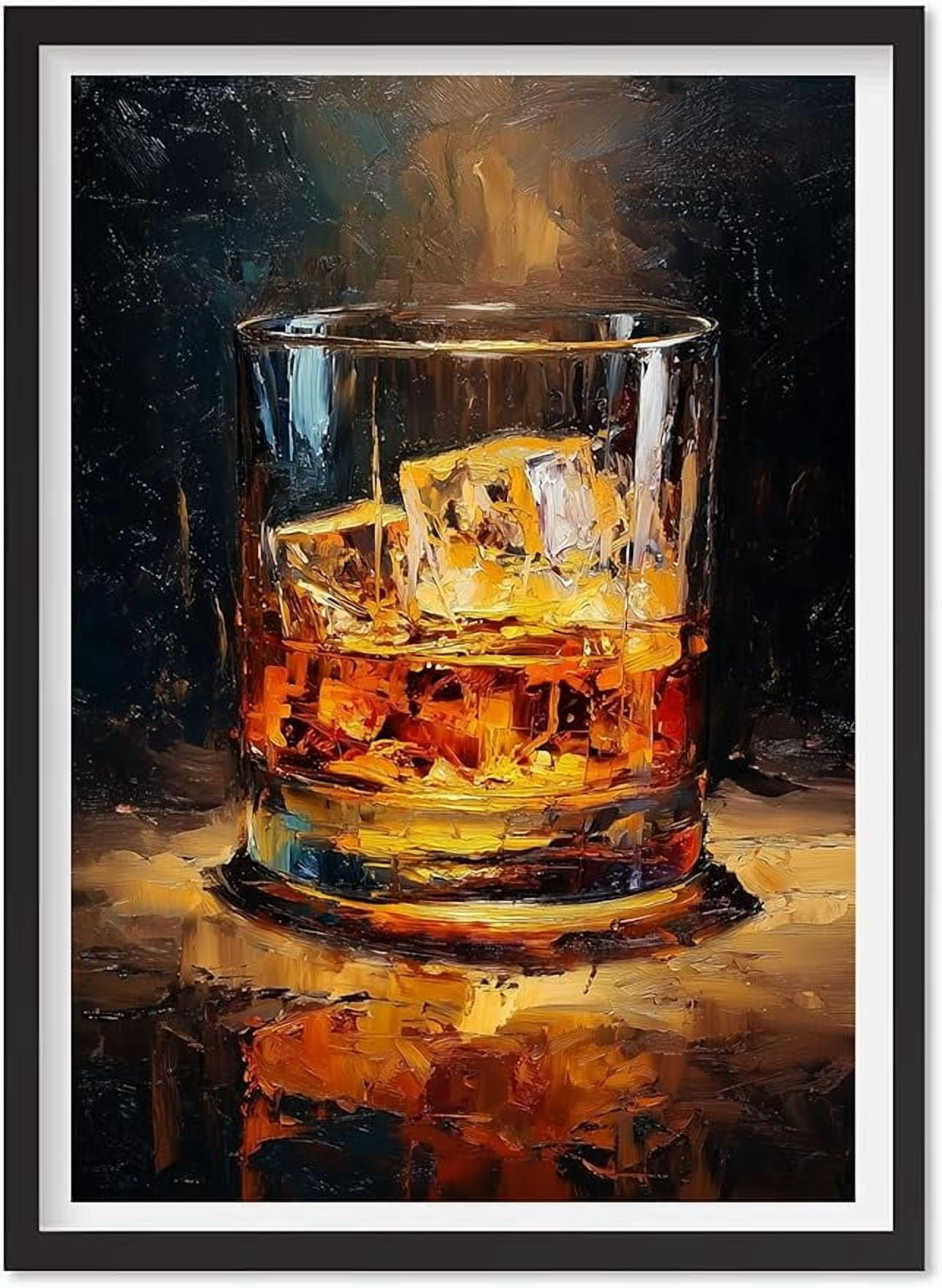 Oil Painting Style Vintage Whiskey Wall Art or Canvas, Bourbon