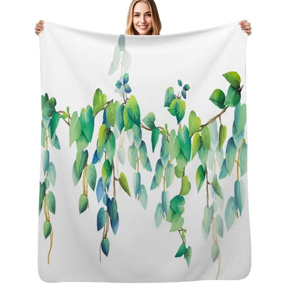 Oil Painting Summer Drooping Green Leaves Flannel Blanket Warm Soft Bedding Throws Winter Camping Chair Sofa Bed