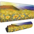 thumbnail image 1 of Oil Painting of Sunset Landscape with Golden Daisy Field Mouse Pad Large Mouse Mat XL Desk Mat Extended Mouse Mat Non-Slip Laptop Computer Keyboard Mouse Pad for Office & Home 31.5x11.8 Inch, 1 of 5
