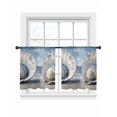 thumbnail image 1 of Oil Painting Texture Sheer Curtains 54 Inch Long 2 Panels, Modern Style White Ocean Shell Light Filtering Rod Pocket Curtains, Sheer Voile Drapes for Living Room Bedroom, 52"x54", 1 of 8
