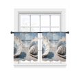 thumbnail image 1 of Oil Painting Texture Sheer Curtains 54 Inch Long 2 Panels, Modern Theme White Ocean Shell Light Filtering Rod Pocket Curtains, Sheer Voile Drapes for Living Room Bedroom, 52"x54", 1 of 8