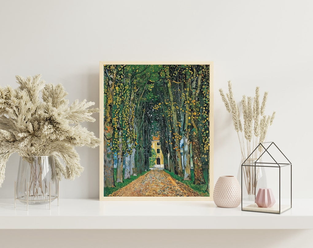 Oil Painting Tree Path Simplistic Art Print, Simplistic Art ,Decor For ...
