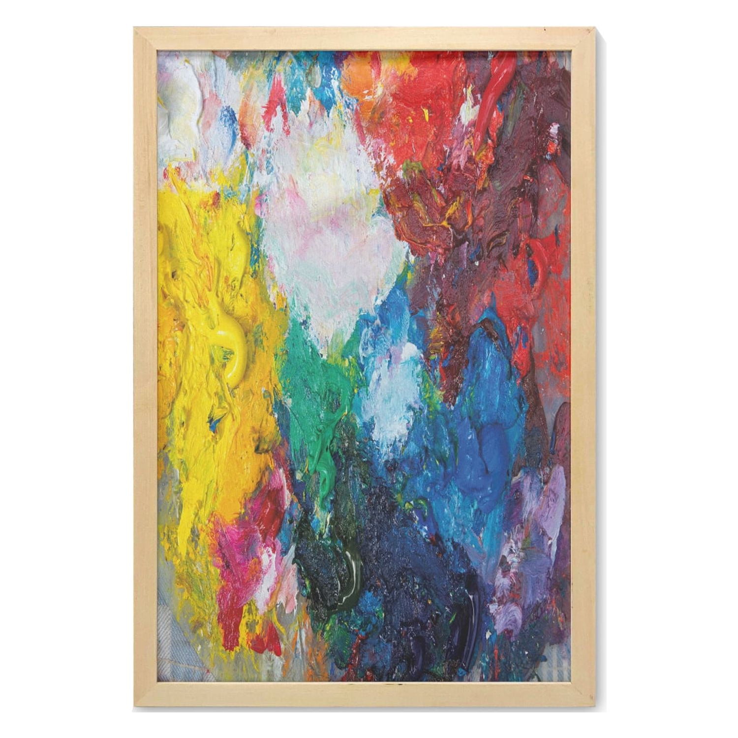 Oil Painting Wall Art with Frame, Color Palette with Oil Paint Chaos