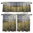 thumbnail image 1 of Oil Painting Wildflower Kitchen Curtains Valances and Tiers Set of 3 Country Grassland Flowers Plant Tier Curtains and Valance with Rod Pocket for Small Windows, 27.5"x36", 1 of 9