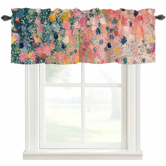 Oil Painting Window Valance Curtain Retro Art Rod Pocket Short Curtain for Living Room, Bedroom & Kitchen Window Decor 42x18in