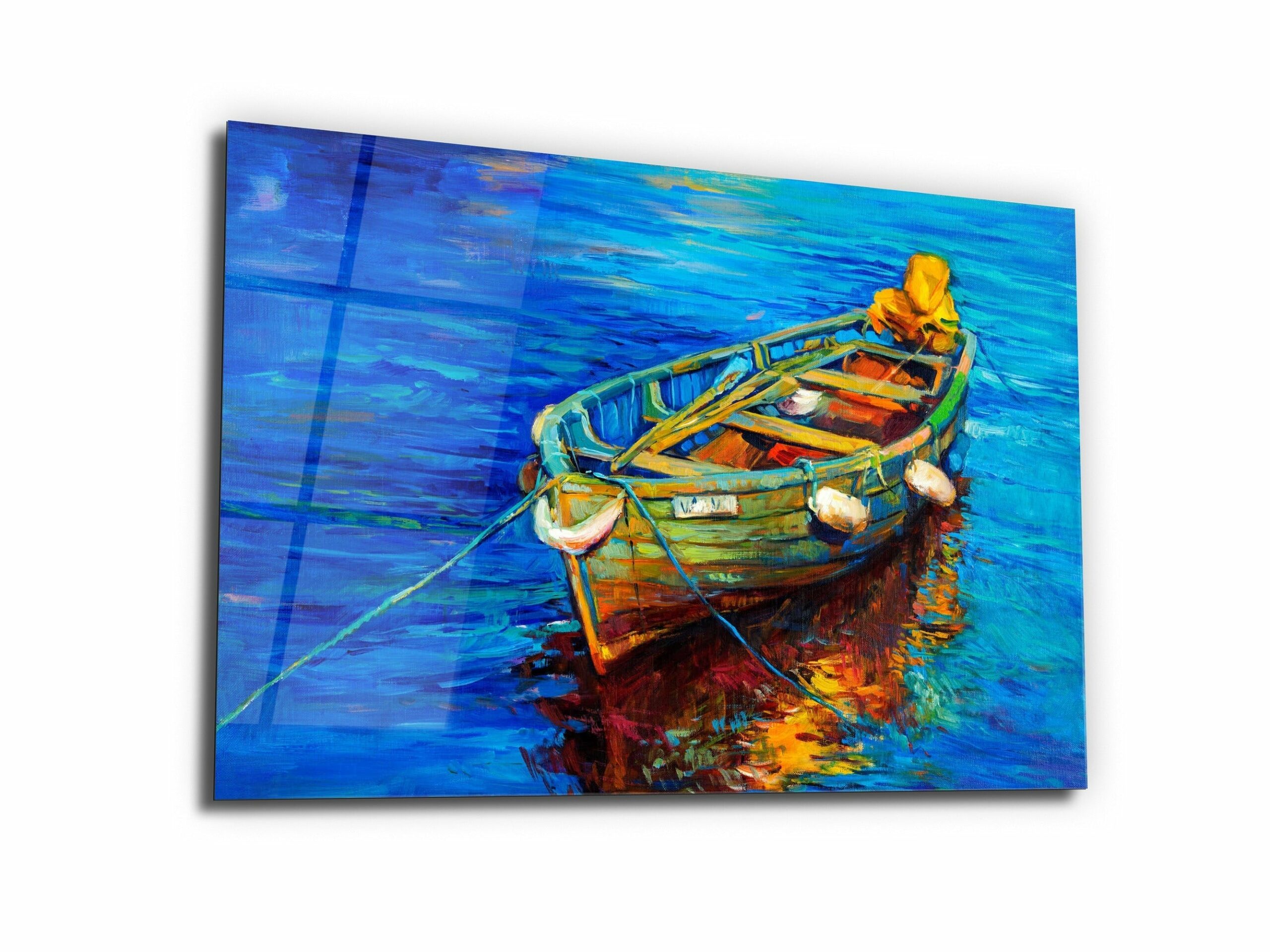 designart-fishing-boats-on-the-water-with-dark-blue-sky-illustration