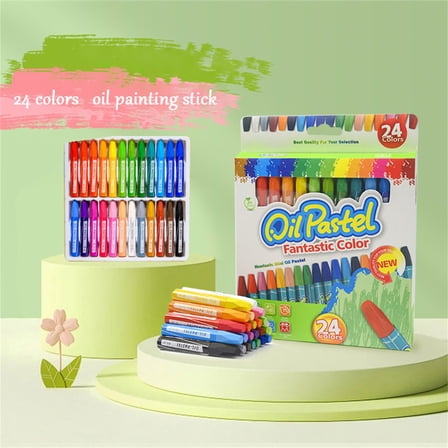 Oil Pastels 24 Assorted Colors Art Crayon Oil Paint Sticks Soft Pastels Set for k ids Indoor Activities Artists & Beginners Students Painting Drawing Art SupplieHexagonal oil pastels 24 colorsResin