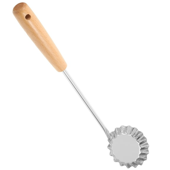 ifundom Stainless Steel Frying Spoon with Wooden Handle Nonstick Kitchen Essentials Silver