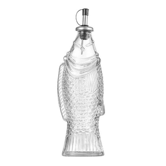 Oil Pitcher For Kitchen Glass Oil Dispenser Bottle Fish Shape Decorative Sauce Container Large Capacity Sauce Bottle 10.2" X 10.2"