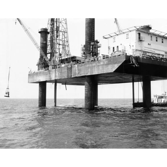 Oil Platform Operating In The Gulf Of Mexico West Of Punta Gorda History (24 x 18)