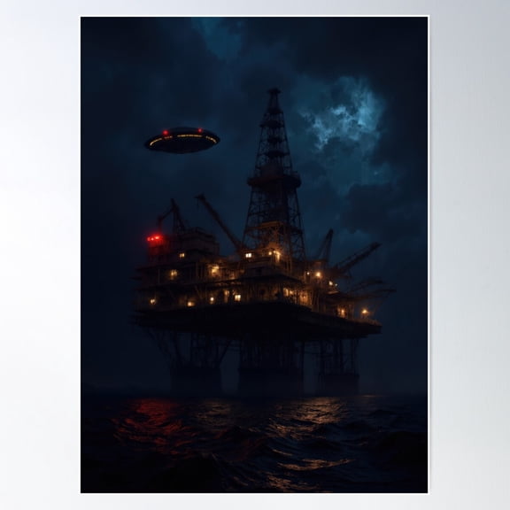 Oil Platform Ovni Poster Wall Art, Modern Wall Decor For Living Room Bedroom, 12x18 UNFRAMED