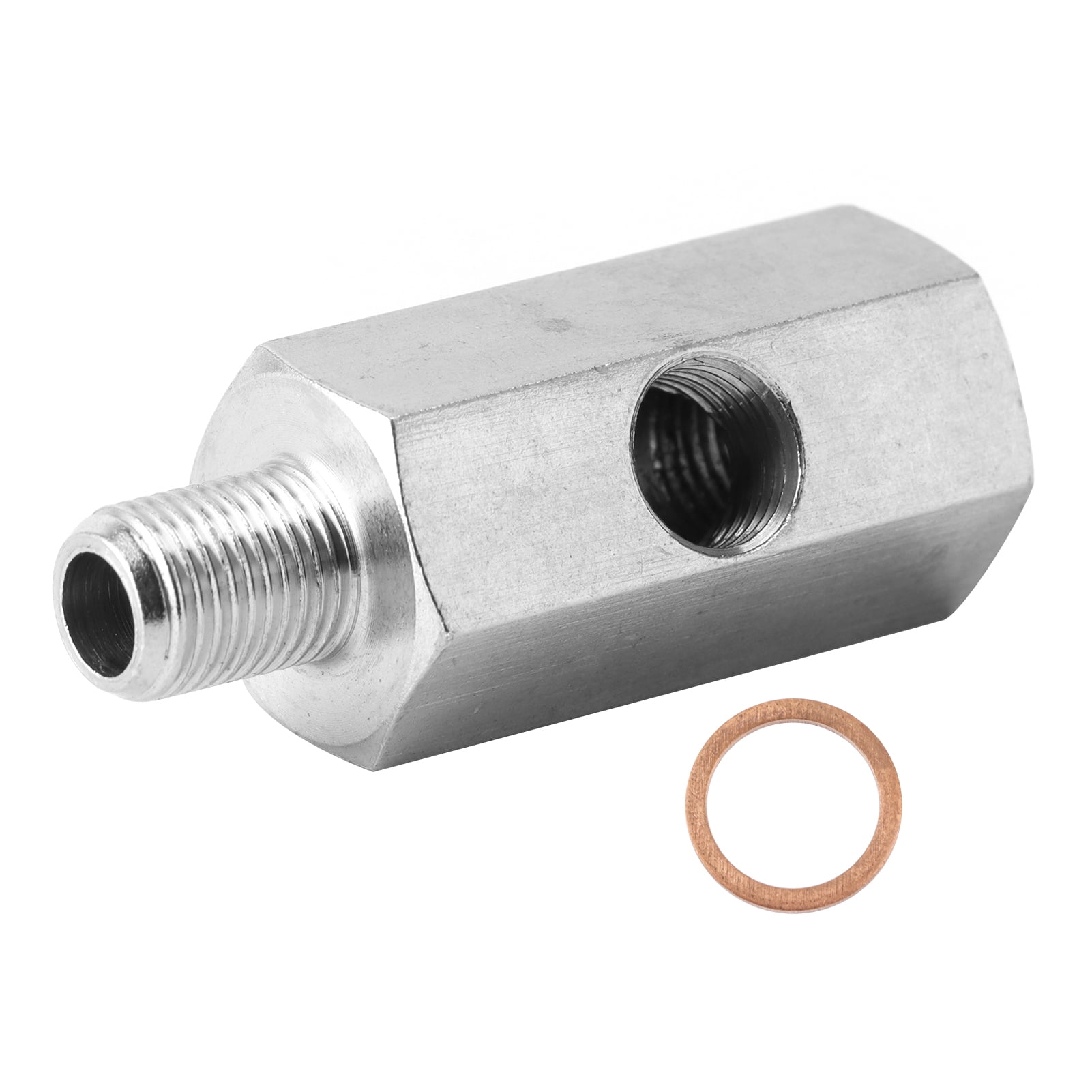 Oil Pressure Sensor Adapter NPT Tee Male to Female1/8in to M10x1.0 Turbo Supply Line Gauge