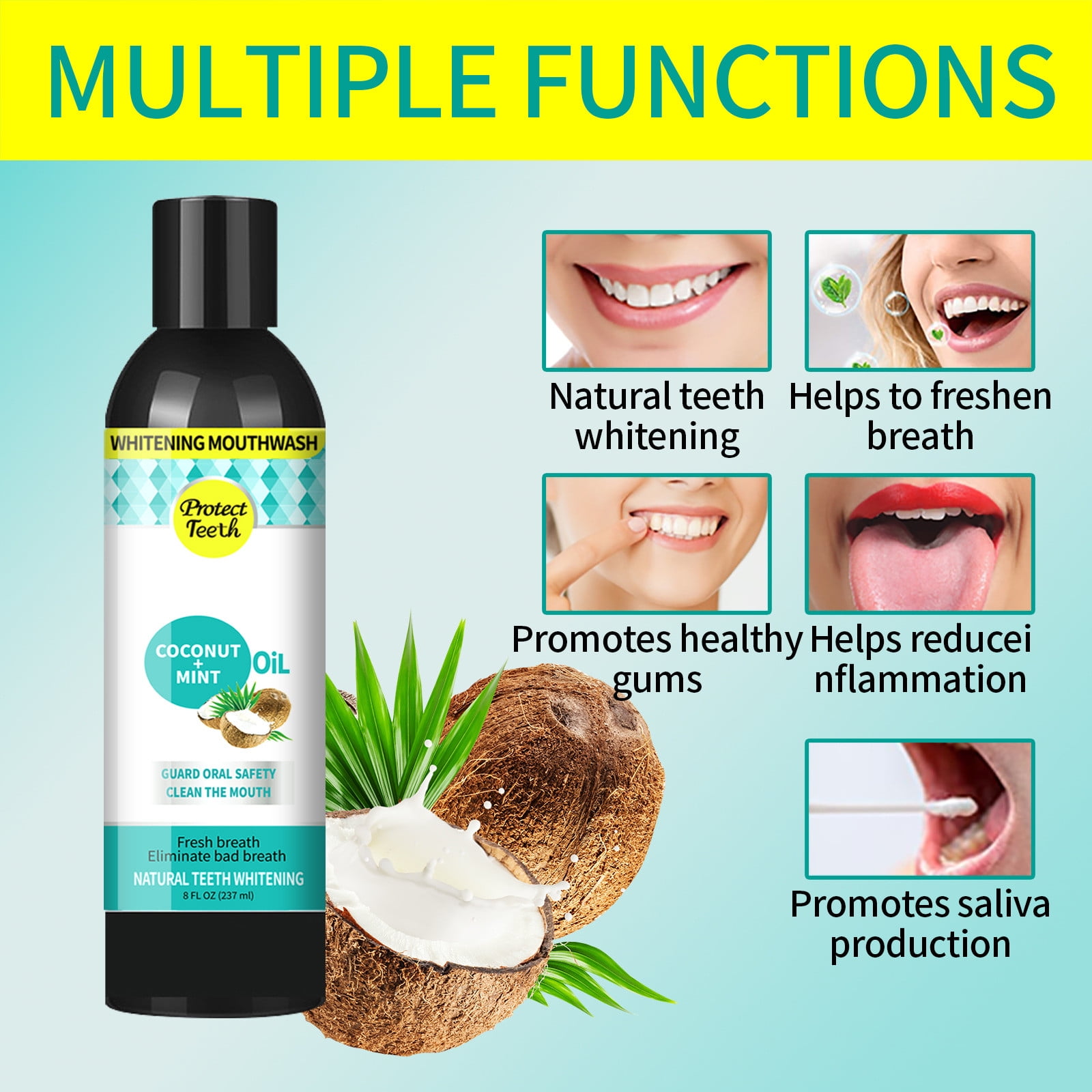 Oil Pulling Mouthwash,Oil Pulling for Teeth and Gums,Coconut Pulling