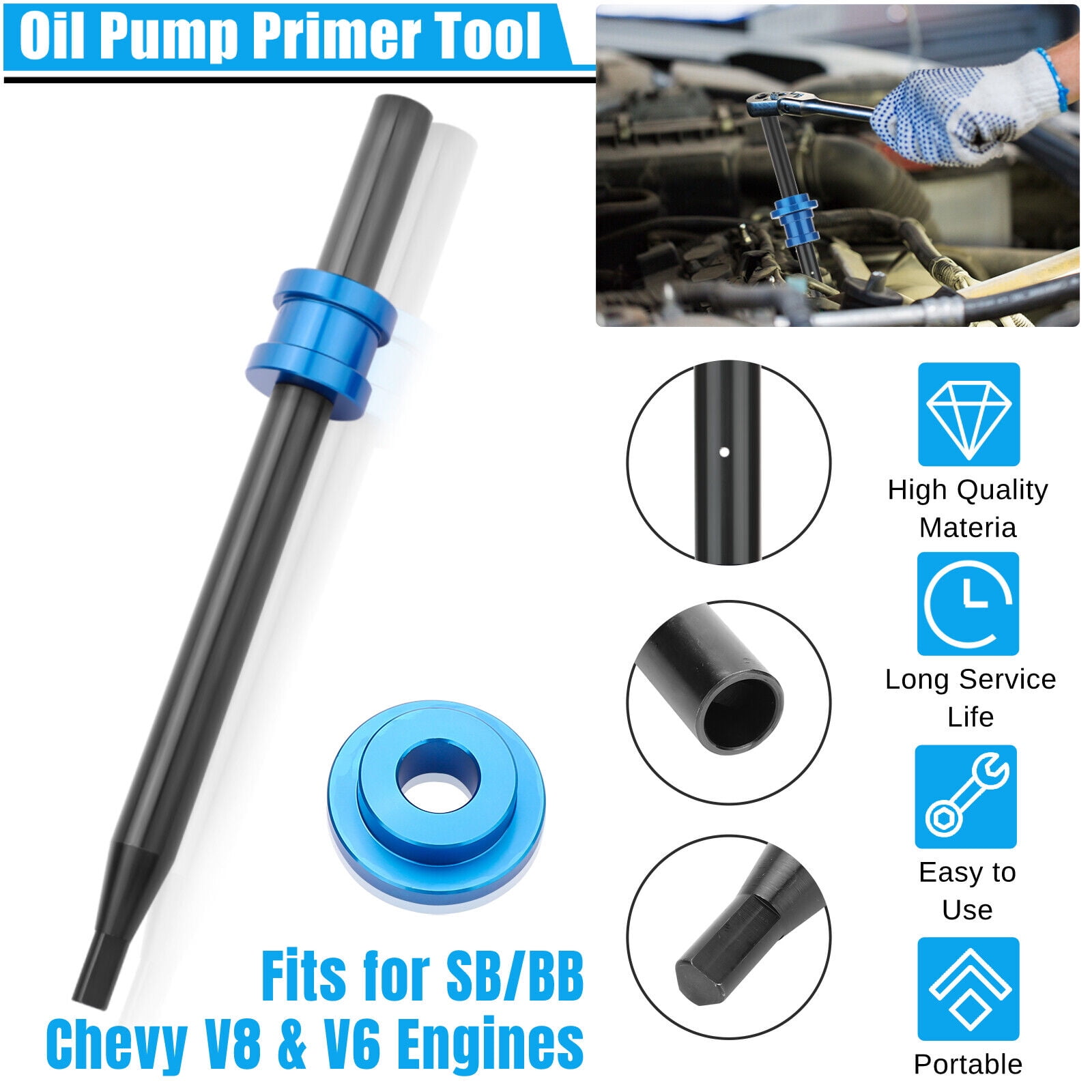 Oil Pump Primer Tool for SB/BB Chevy V8 V6 Engine SBC 350 454 Small Big