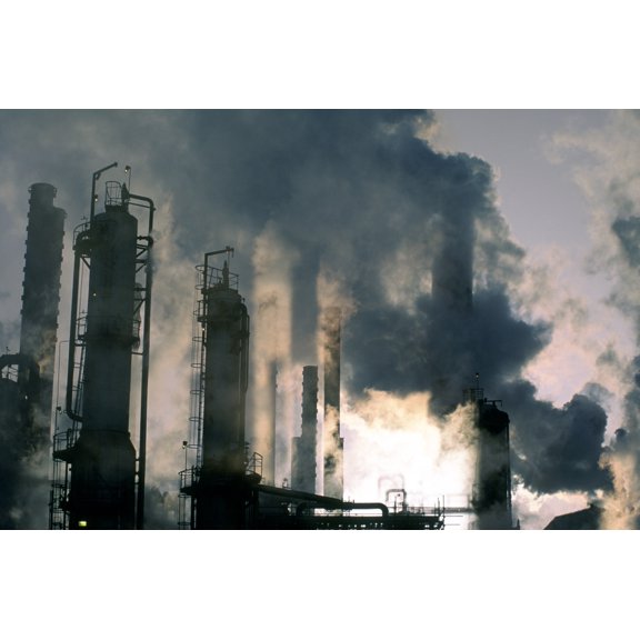Oil Refinery Pollution Canvas Art - Ron Watts Design Pics (17 x 11)