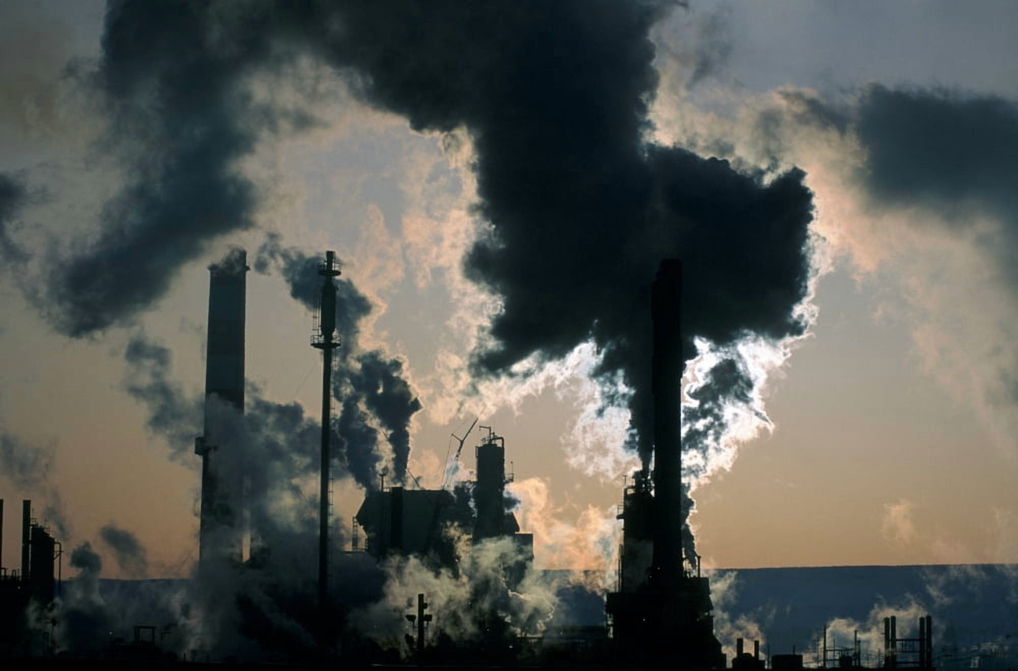 Oil Refinery Pollution Canvas Art - Ron Watts Design Pics (17 x 11)