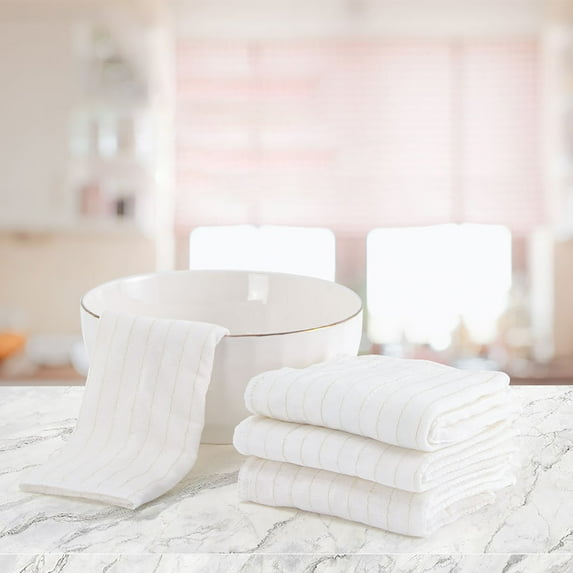 Oil- Kitchen Dish Cloths, 4-Pack White Polyester Non-Linting Cleaning Rags, Quick Dry Absorbent Dishwashing Towels for Kitchen & Bathroom, 11x11 Inch Eco-Friendly Cleaning Cloths