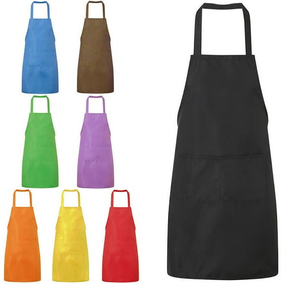 Oil-Resistant Solid Color Protective Apron for Home and Restaurant Kitchen Cooking