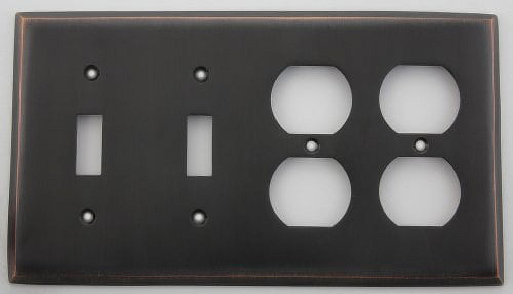 Oil Rubbed Bronze 4 Gang Wall Plate 2 Toggle Switches 2 Duplex Outlets