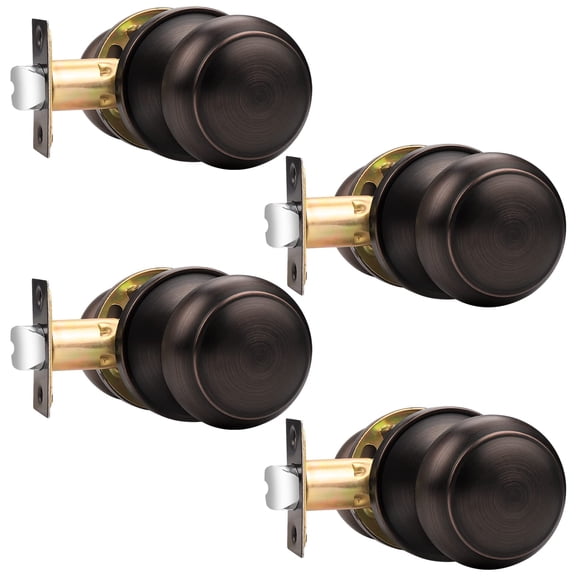 Oil Rubbed Bronze 4 Pack Interior Door Knobs Hall Closet Passhandles Non-locking Keyless