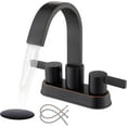 thumbnail image 1 of Oil Rubbed Bronze Bathroom Faucet 3 Hole, Senhozi 4 Inch Centerset Bathroom Faucet with Pop up Drain and 2 Supply Lines, Waterfall Bathroom Faucet Modern Faucet Bathroom, 1 of 14