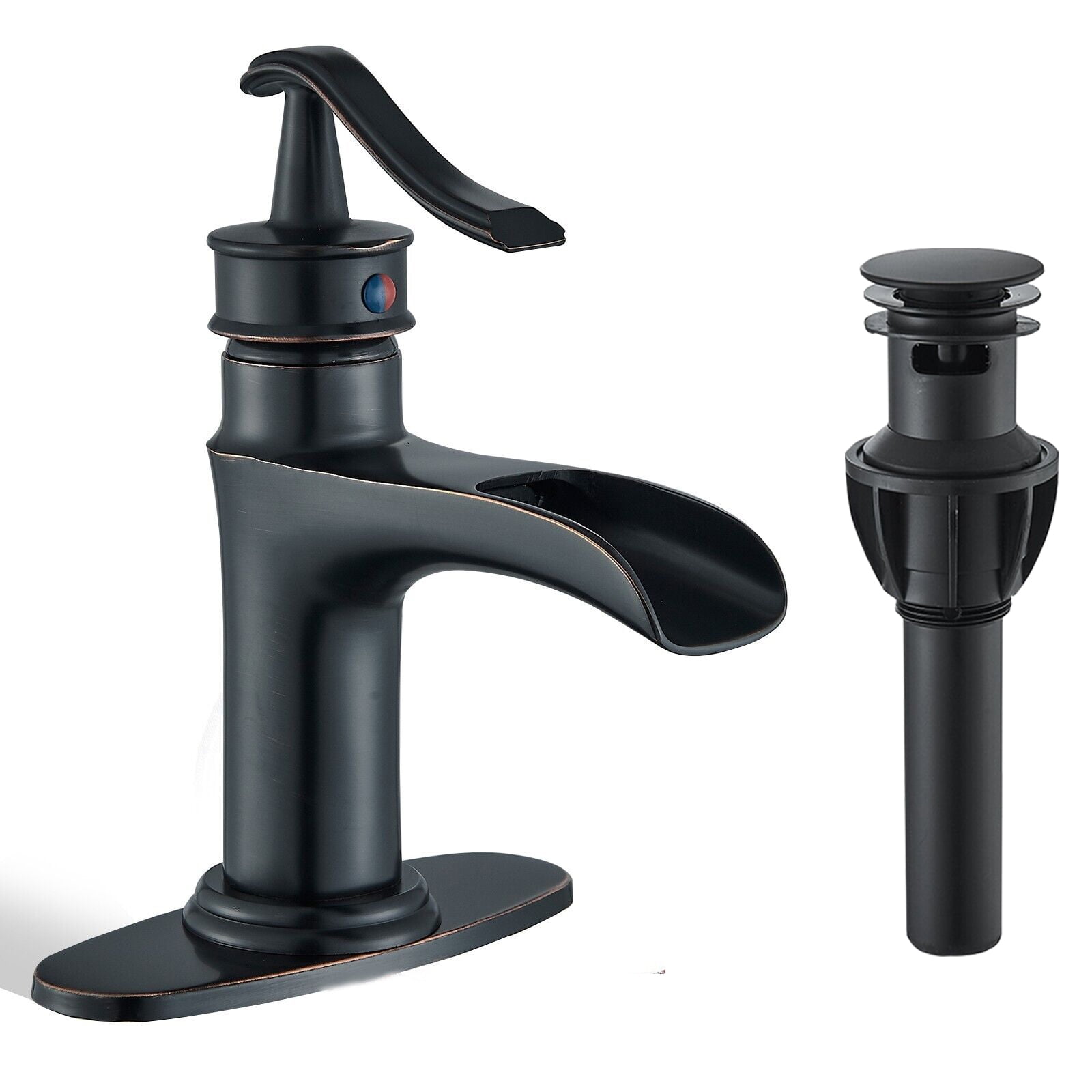 Oil Rubbed Bronze Bathroom Sink Faucet 1Hole Vanity Basin Mixer Tap Pop up Drain