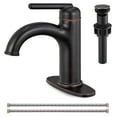 thumbnail image 1 of Wowkk Bathroom Faucet Oil Rubbed Bronze Bathroom Sink Faucets Single Handle Vanity Faucet Pop-Up Drain Included, Modern RV Faucet with Water Supply Line and Deck Mount 1 Hole or 3 Hole, 1 of 10