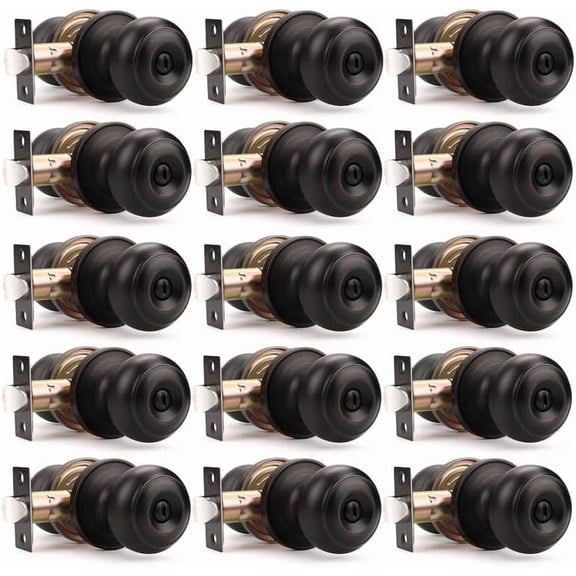 Oil Rubbed Bronze Door Knobs with Lock, Interior Bedroom Door Locks, Bathroom Door Knobs Interior, Privacy Door Locksets, 15 Pack