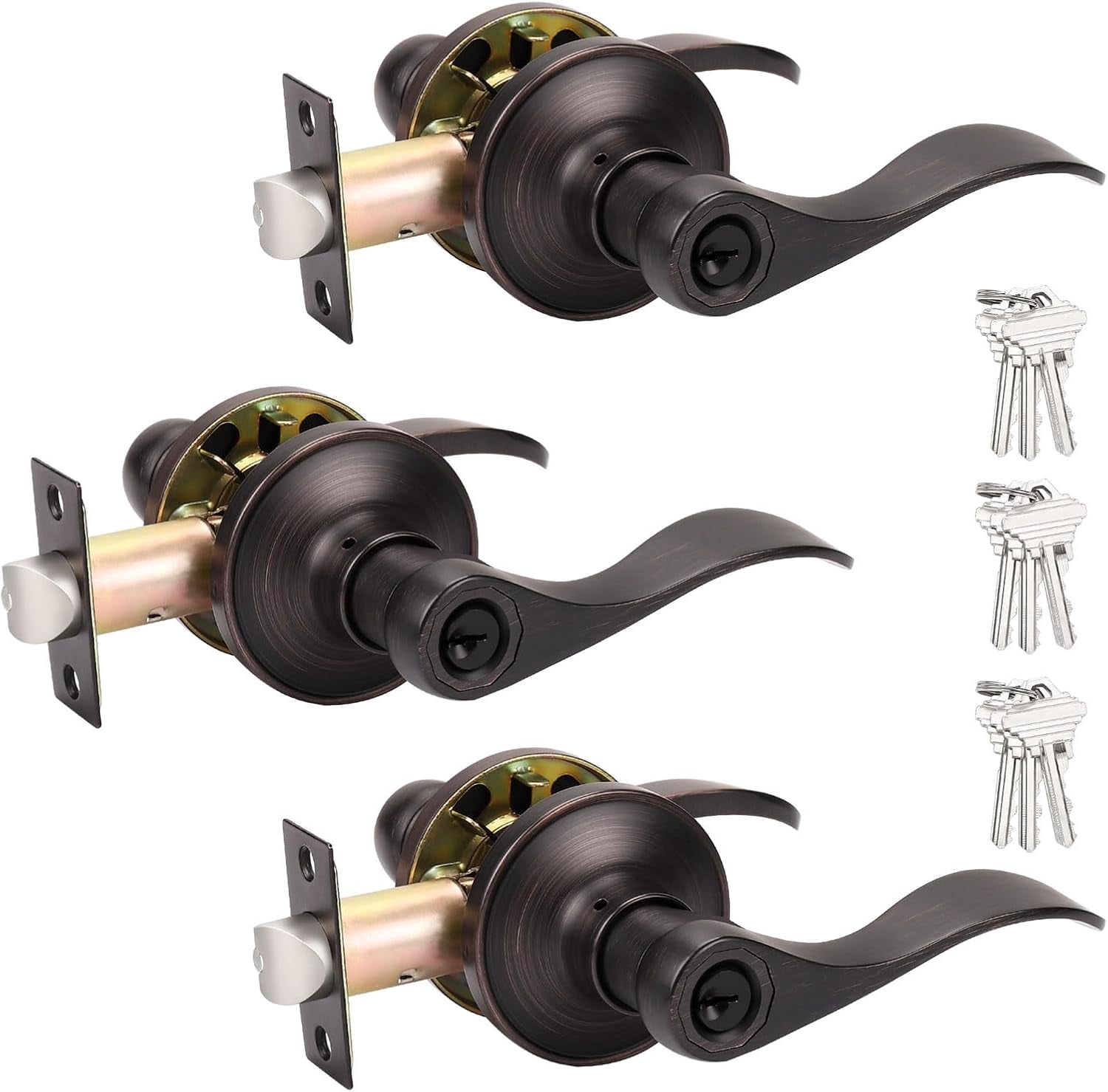 Oil Rubbed Bronze Door Lockset Hardware Keyed Alike Entry Entrance Door ...