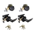 thumbnail image 1 of Matte Black Entry Door Handle Combo Lock Set with Deadbolt and 8 KW1 Keys Total (2-Pack, Keyed Alike), 1 of 12