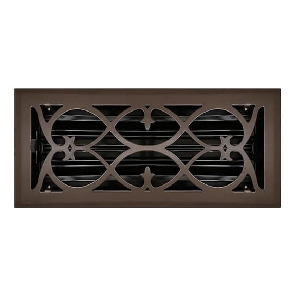 Oil Rubbed Bronze Plated Steel Victorian Register for Floor/Wall Use - 4" x 10"