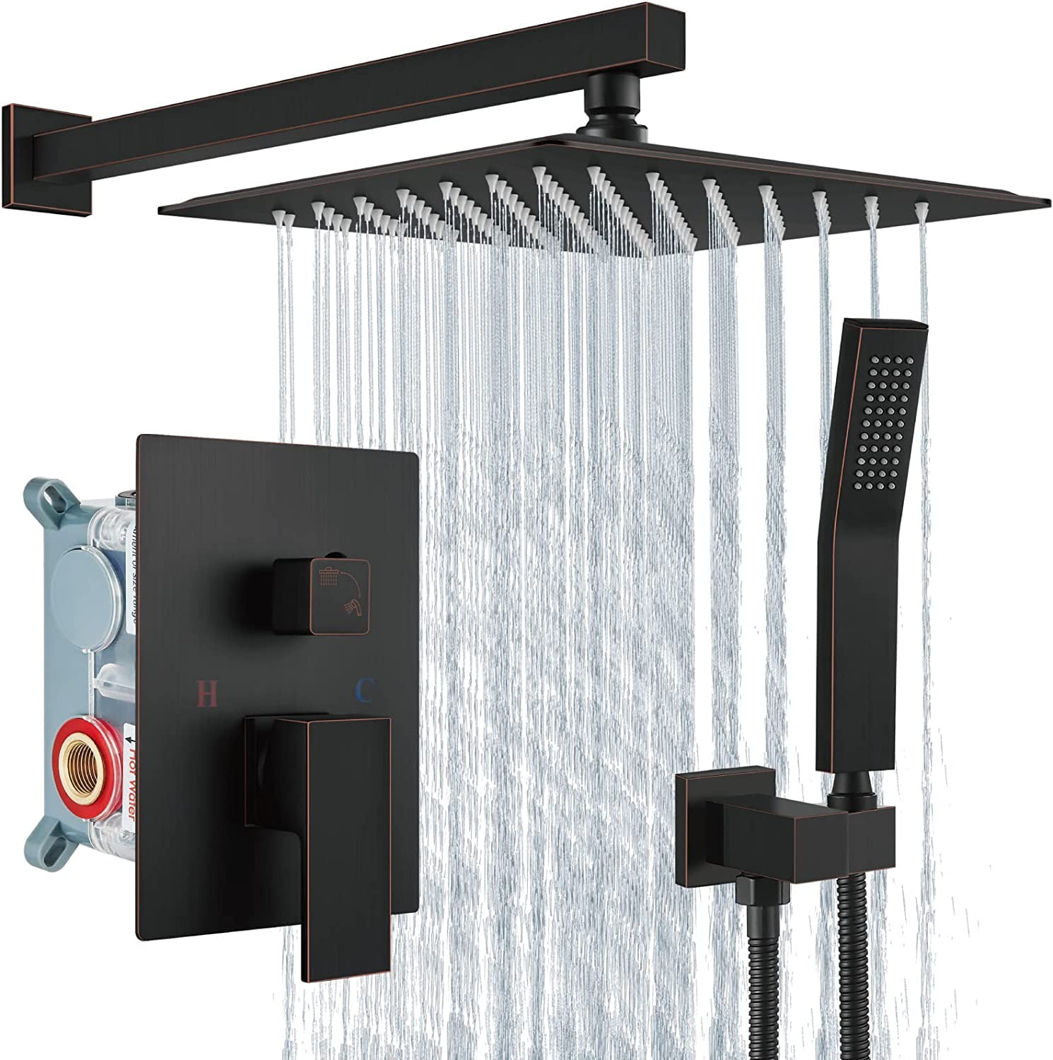 Oil Rubbed Bronze Rainfall Shower System 12 Inch Wall Mount Shower Head