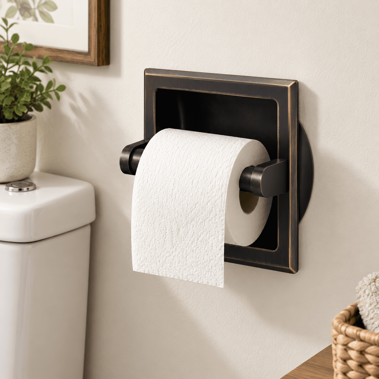 Oil Rubbed Bronze Recessed Toilet Paper Holder For Mega Rolls, 1 ...