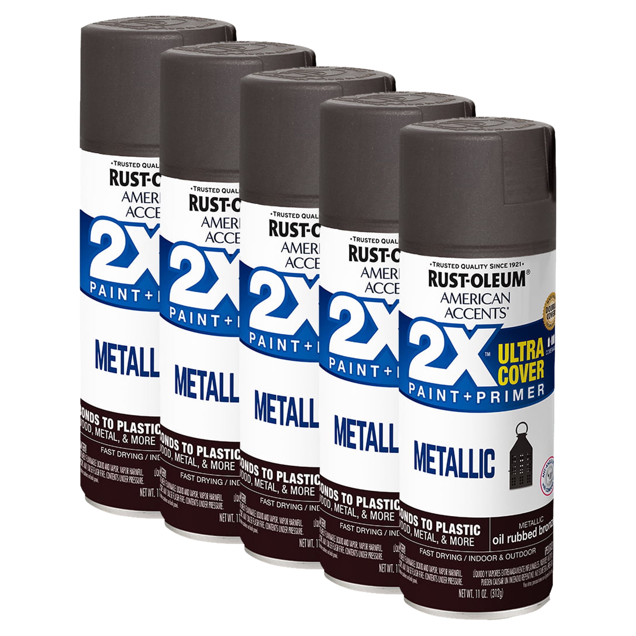 (5 pack) Oil Rubbed Bronze, RustOleum American Accents 2X Ultra Cover Metallic Spray Paint