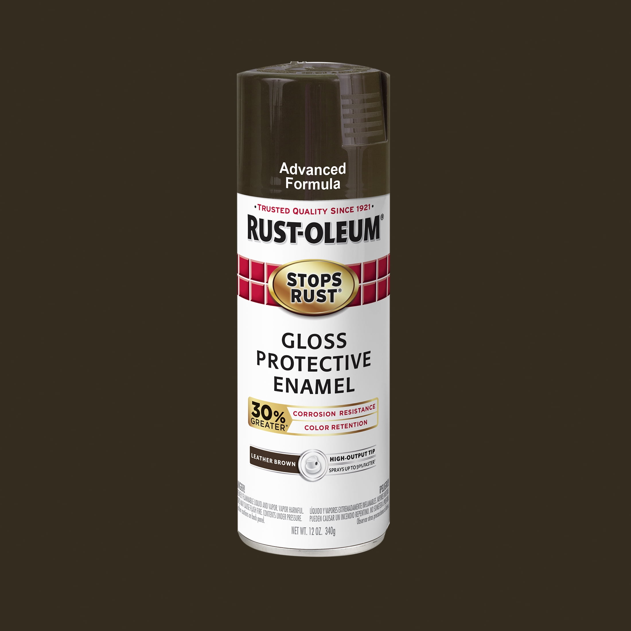 Leather Brown, Rust-Oleum Stops Rust Advanced Gloss Spray Paint-338926, 12 oz