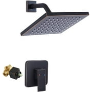 Oil Rubbed Bronze Shower Faucet  Single Function Shower Trim Kit with Rough-in Valve Shower Set Bath Rainfall Shower Faucet System 8inch Square Stainless Steel Metal Shower Head