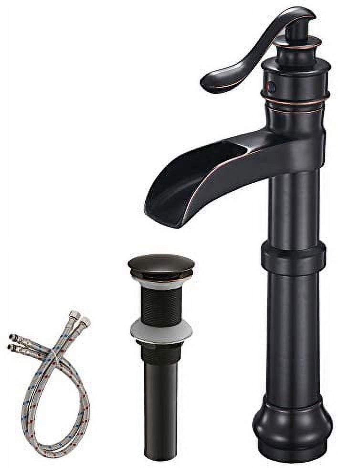 Oil Rubbed Bronze Waterfall Vessel Bathroom Faucet with Pop-Up Drain