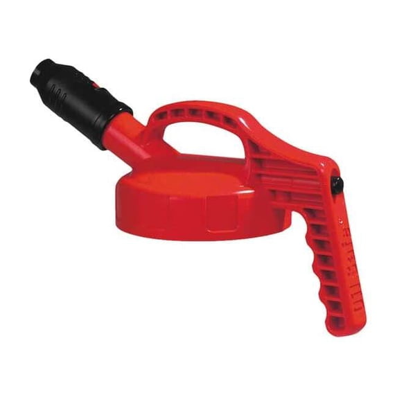 Oil Safe Stumpy Spout Lid,w/1 In Outlet,HDPE,Red 100508