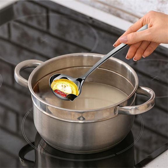 Oil Separator Soup Ladle Stainless Steel Grease Trap Long Spoon Soup Colander for Cooking Kitchen Accessory for Hot Pot