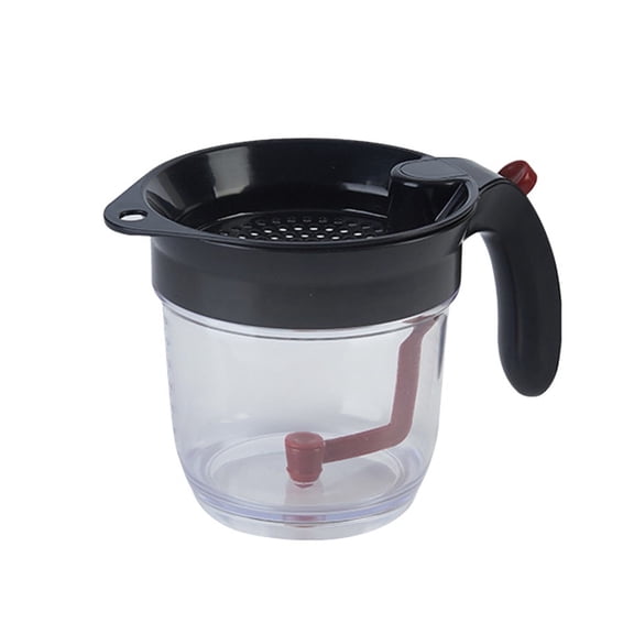 Oil Separator for Cooking with Bottom Release and Strainer - Large Soup Bowl for Kitchen Fat Separation