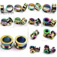 thumbnail image 1 of Oil Slick Multicolor Titanium (PL) Over Surgical Steel Screw-on Plugs/Gauges 16G (1.2MM) 2 Pieces (1 Pair) (B/66), 1 of 3