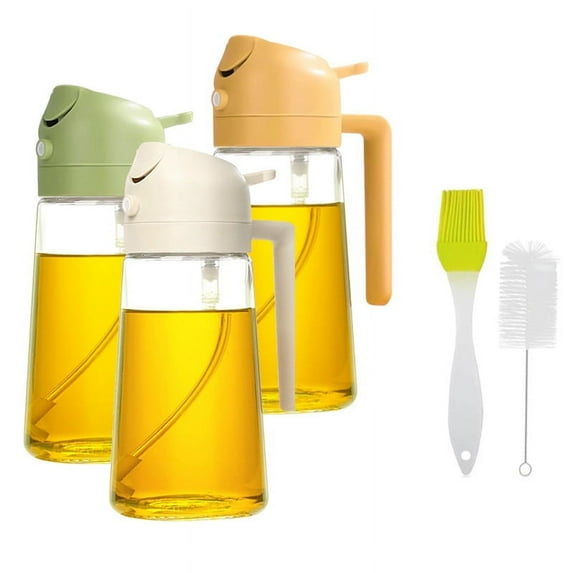 Oil Spray Bottle, 2 in 1 Glass Olive Oil Dispenser with Scale, Leak-Proof Vinegar Sprayer for Cooking, BBQ, Salad, Versatile Kitchen Tool
