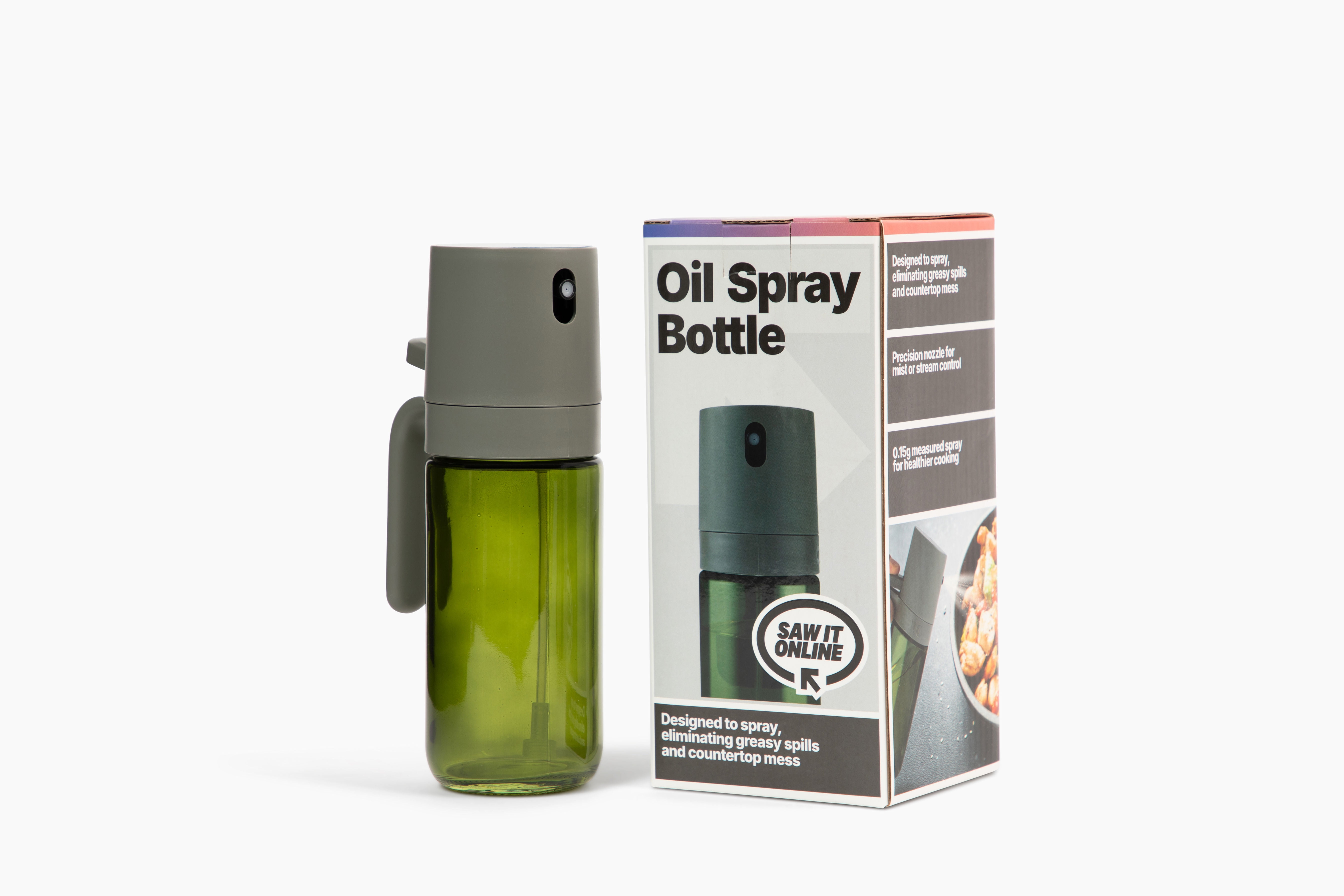 Premium Glass Oil Spray Bottle with Refillable Design, 12 oz - Dark Gray