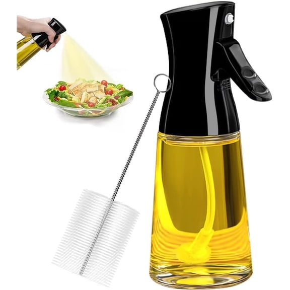 Oil Sprayer for Cooking, 180ml Glass Olive Oil Sprayer Bottle with Brush, Thick Glass, Large Range, Strong Spray Force, Kitchen Gadgets Accessories for Air Fryer